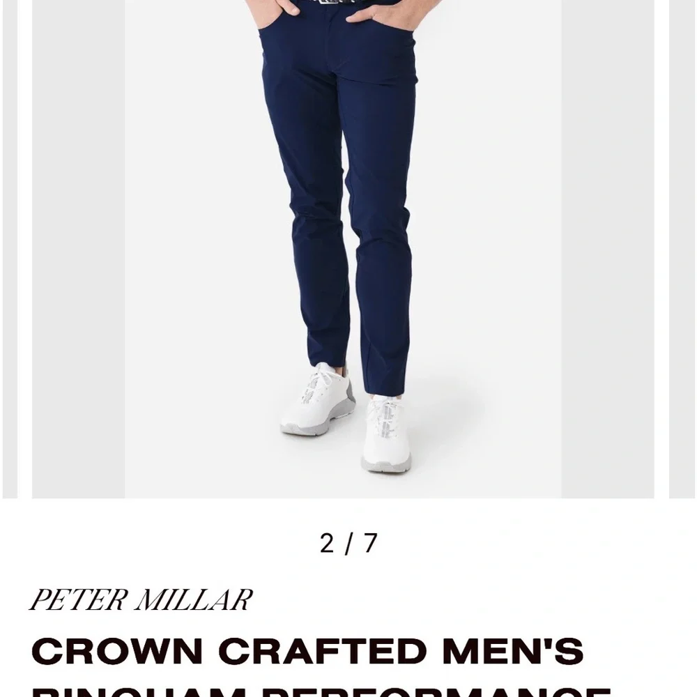 Peter Millar Men's Navy Blue Bingham Performance Pants 35x32 NWT - Picture 9 of 10